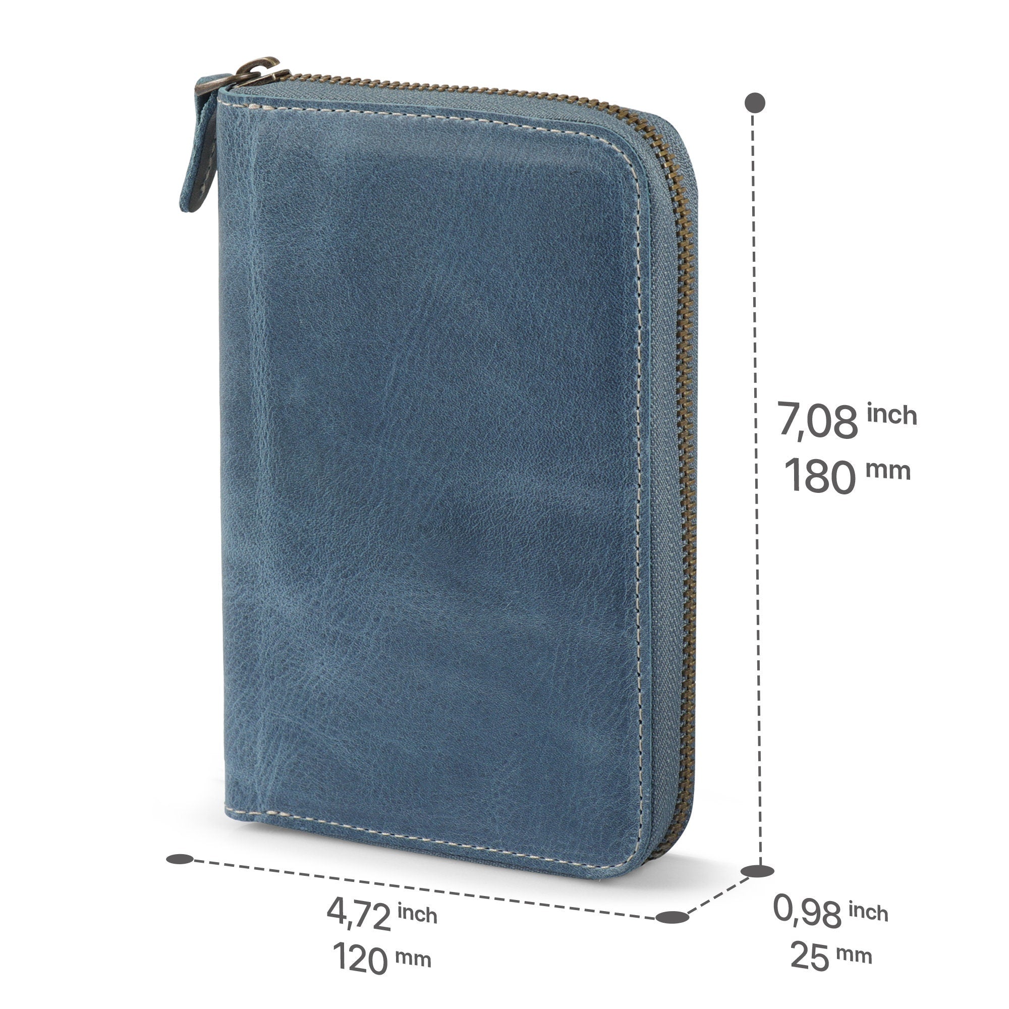 Personalized Hand Crafted Top Grain Leather Travel Journal and Organizer, Padfolio with Pencil Holder, Customized Notepad and Zipper Closure
