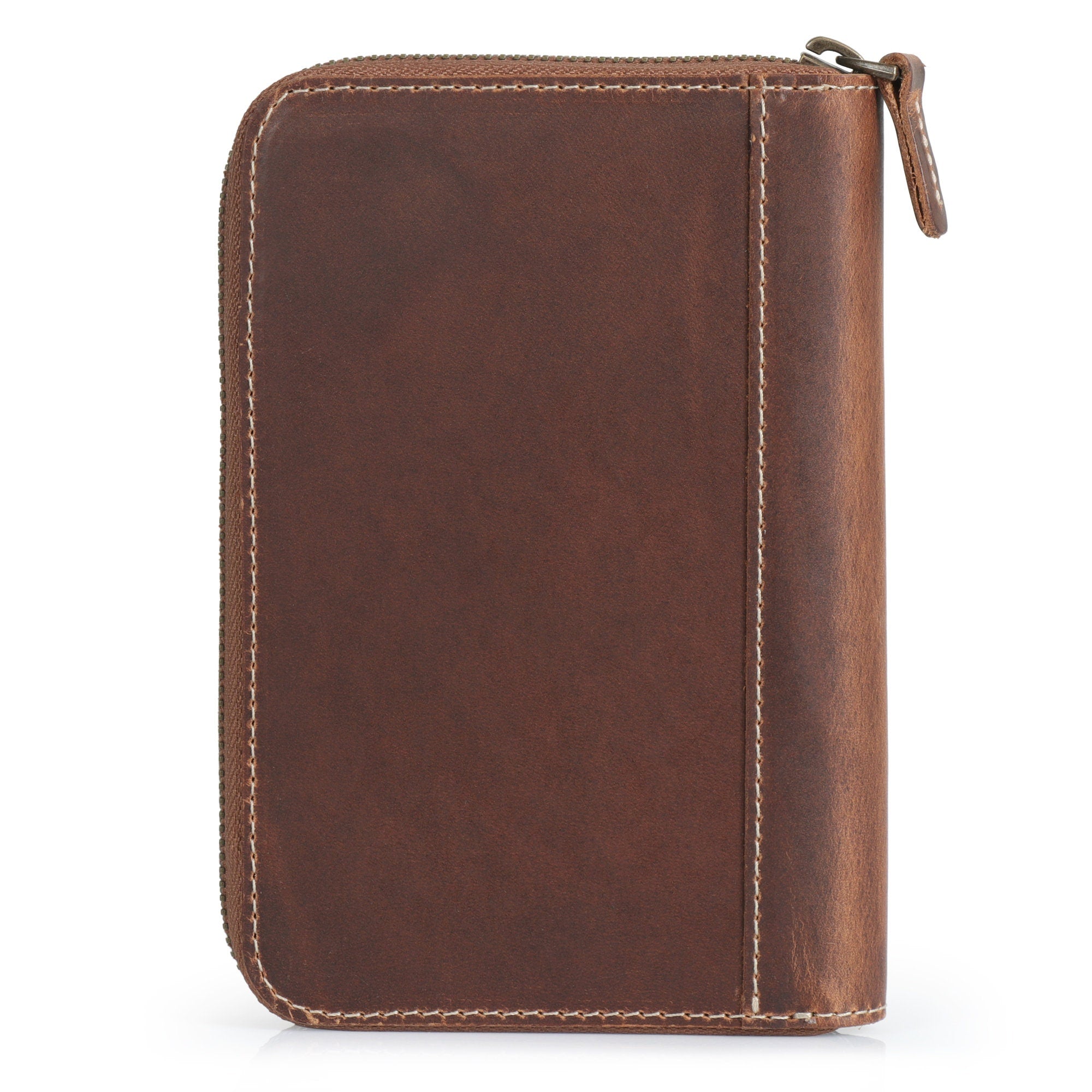 Personalized Hand Crafted Top Grain Leather Travel Journal and Organizer, Padfolio with Pencil Holder, Customized Notepad and Zipper Closure