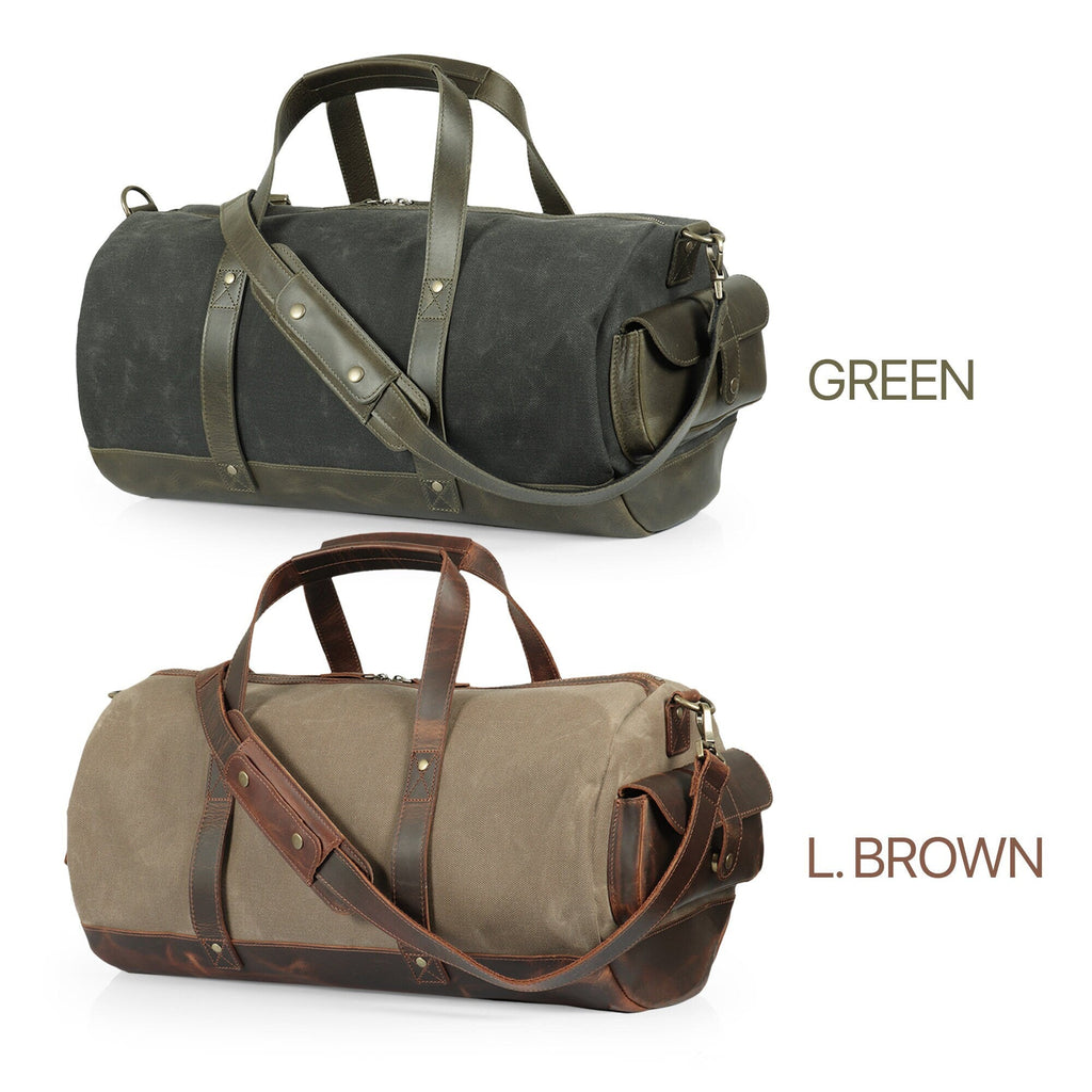 Personalized Handcrafted Top Grain Leather Weekender Bag, High-Quality Durable Canvas Travel Bag, Retro Style Duffel Bag for Men or Women