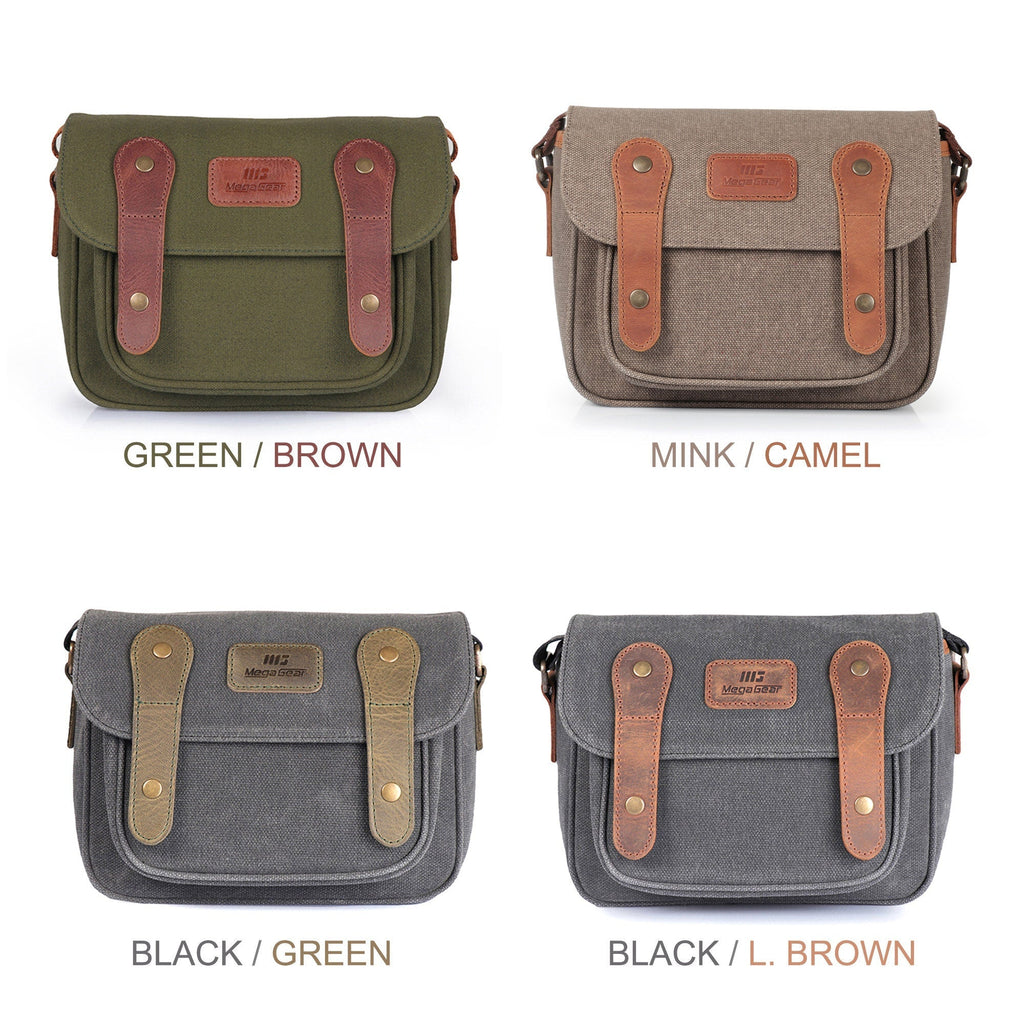 MegaGear Sequoia Canvas Camera Bag Shoulder Bag Case - Compatible with Canon Camera, Nikon, Sony SLR/DSLR Mirrorless Cameras and Lenses