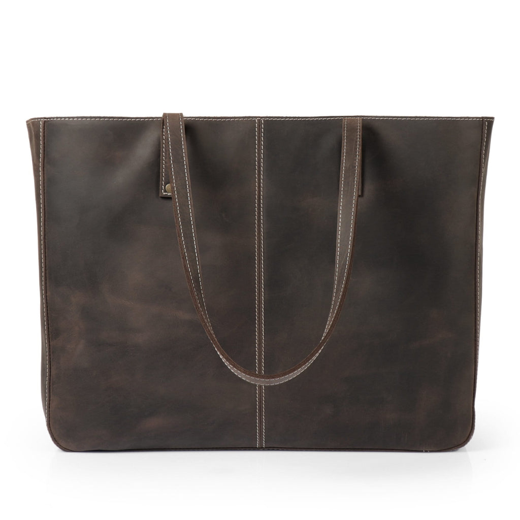 Carmel Leather Tote Bag, Durable Women Tote for Toiletries or Electronic Devices, Handcrafted High Quality Shoulder Laptop Tote